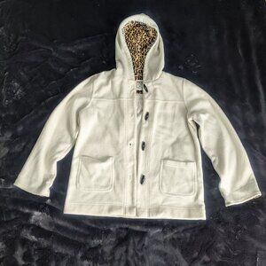 Three Hearts Fleece Style Women's Button Up w/Leopard Lined Hood